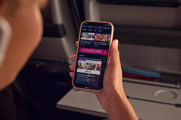 Delta integra YouTube, con la versión Premium de la app a su entretenimiento a bordo.
