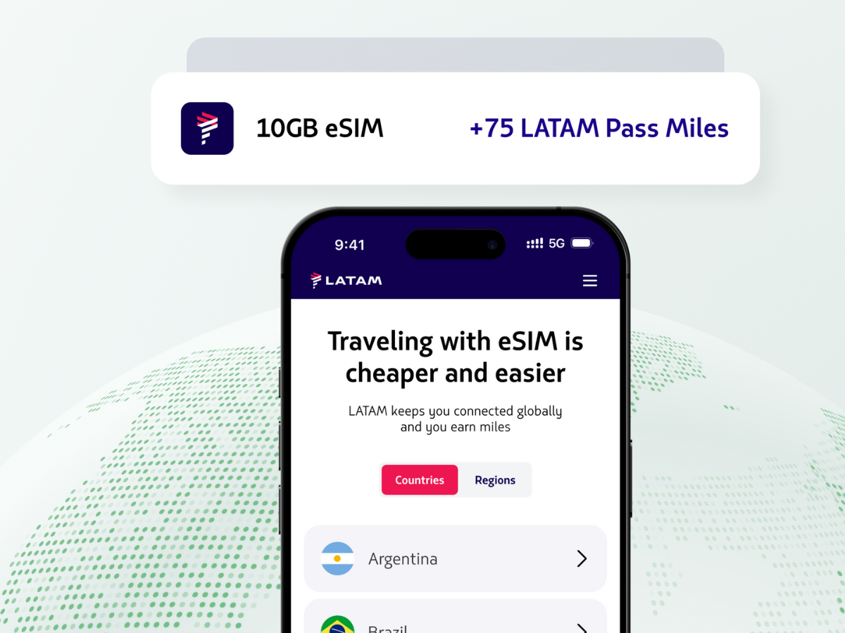 LATAM lanza eSIM para viajes internacionales: conectividad global y acumulación de millas en un solo clic